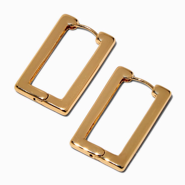 Gold-tone Rectangular Clicker Hoop Earrings,