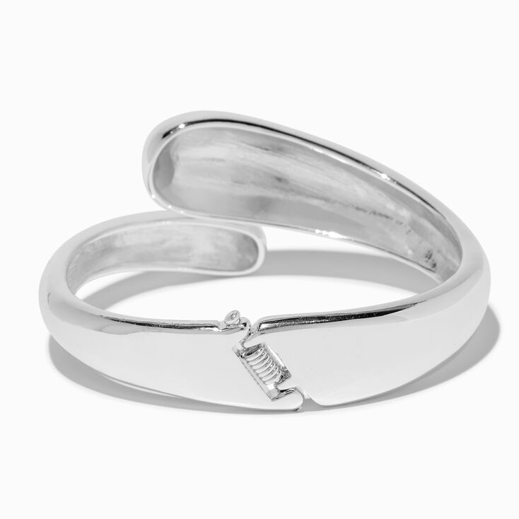 Silver-tone Thick Double Molten Cuff Bracelet ,