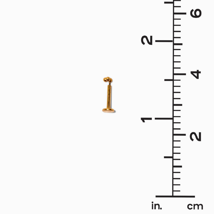 Gold-tone Titanium Cubic Zirconia 16G Tragus Threadless Flat Back Earrings - 3 Pack,