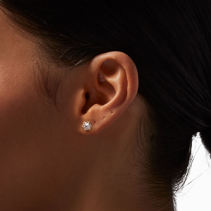 ICING Select 18K Gold Plated Cubic Zirconia Stud &amp; Hoop Earrings - 2 Pack,