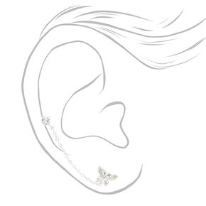 ICING Select Sterling Silver Cubic Zirconia Butterfly Connector Earrings,