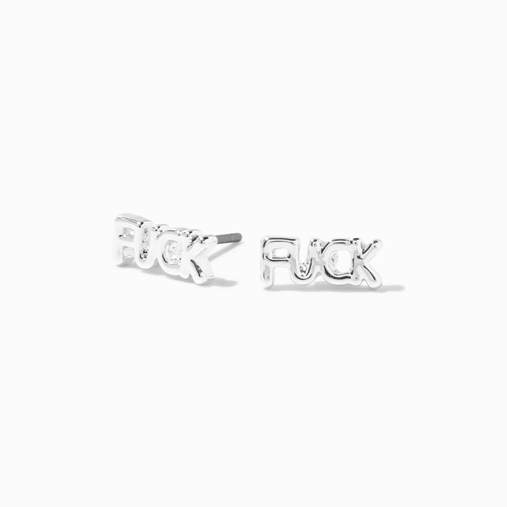 Silver-tone F*ck Stud Earrings,