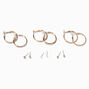 Gold Textured Hoop &amp; Studs Earrings Set - 6 Pack,