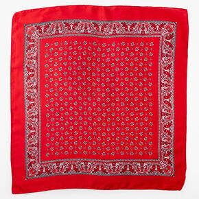 Red Floral Paisley Silky Bandana Headwrap,
