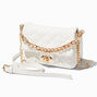 Quilted White Dual Strap Crossbody Bag,