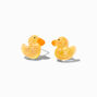 Sterling Silver Glitter Rubber Duck Stud Earrings,