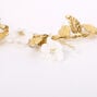 Gold-tone Metallic White Flower Crown Tie Headwrap,